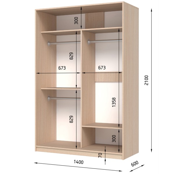 Шафа-купе E-line 2.3 ДСП 1400х600