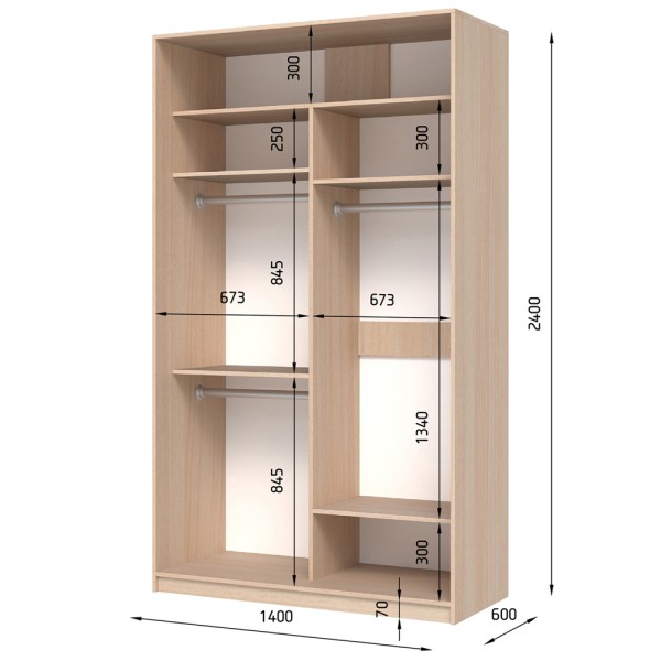 Шафа-купе E-line 2.3 ДСП 1400х600