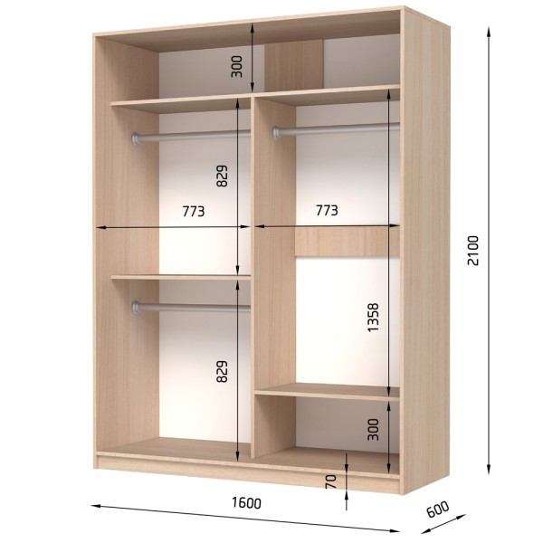 Шафа-купе E-line 2.3 ДСП 1600х600 - для вашого інтер'єру