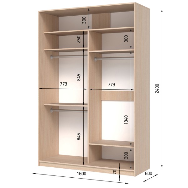 Шафа-купе E-line 2.3 ДСП 1600х600 - для вашого інтер'єру