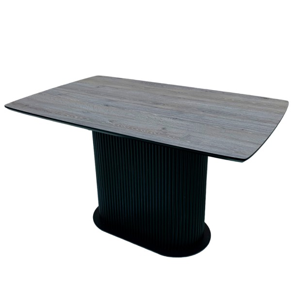 Прямокутний стіл HPL з овальною основою (Дуб Давос трюфель)