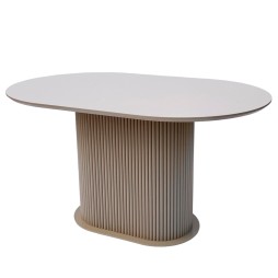 Овальний стіл HPL Овальна основа з нагелів на пластині (Creme Brulee)
