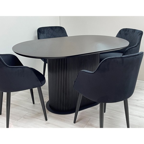 Овальний стіл HPL з овальною основою на пластині (Чорний)