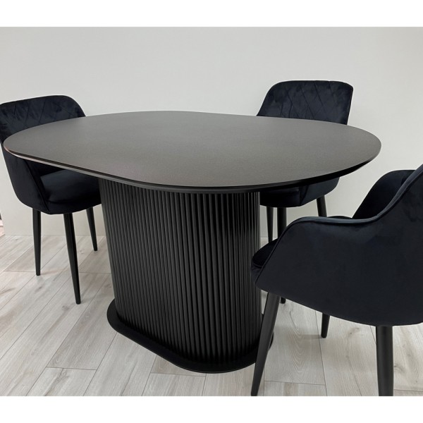 Овальний стіл HPL з овальною основою на пластині (Чорний)