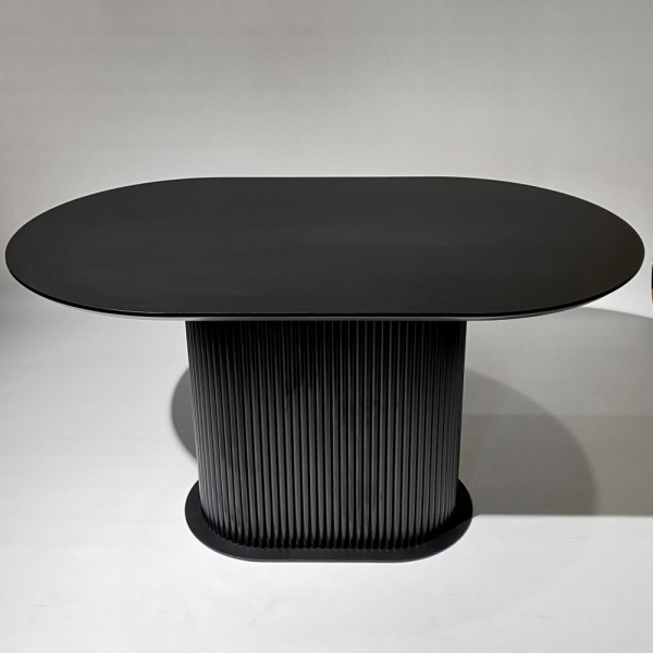 Овальний стіл HPL з овальною основою на пластині (Чорний)