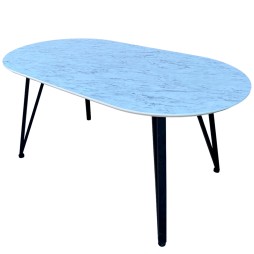 Овальний стіл HPL Основа Стріли Arrows (Мармур Каррара білий)