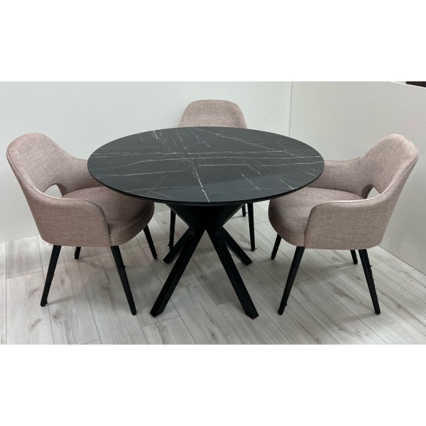 Круглий стіл з HPL NEO (Чорний Камінь П'єтра Гріджіа)