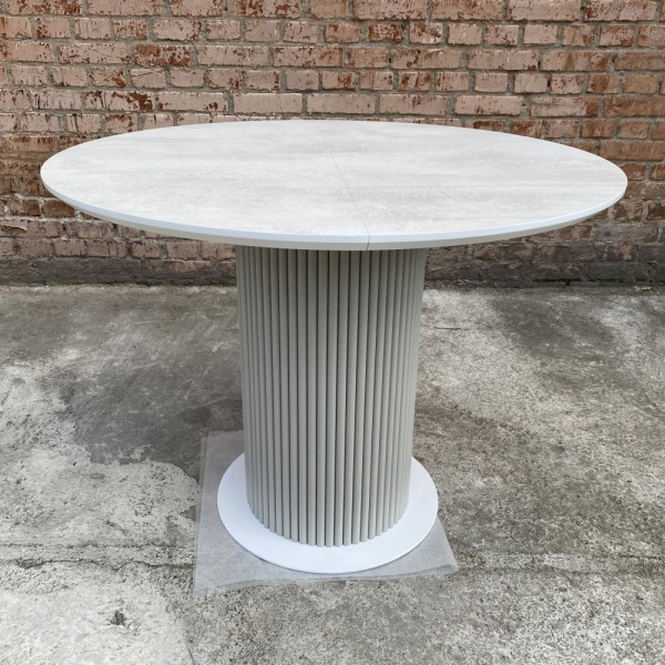 Круглий розкладний стіл HPL Циліндр (Хромікс білий) для кухні та кафе