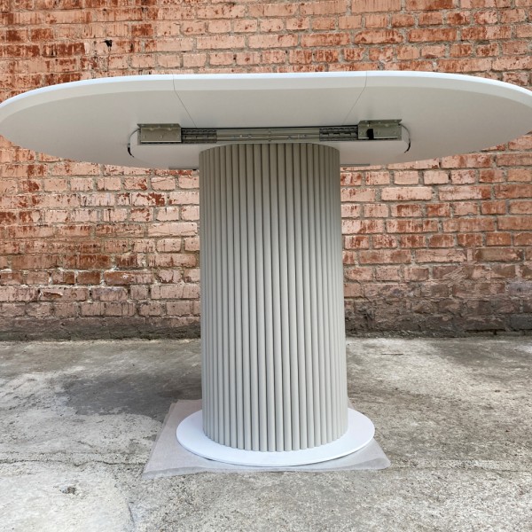 Круглий розкладний стіл HPL Циліндр (Хромікс білий) для кухні та кафе