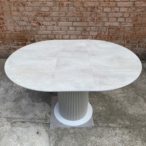 Круглий розкладний стіл HPL Циліндр (Хромікс білий) для кухні та кафе