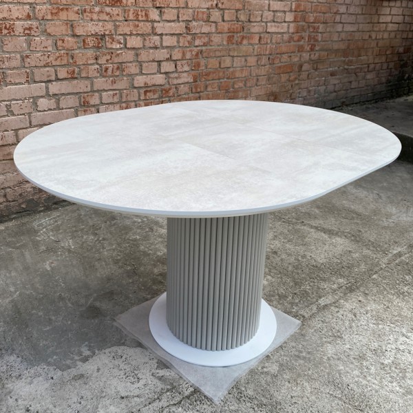 Круглий розкладний стіл HPL Циліндр (Хромікс білий) для кухні та кафе