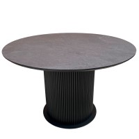 Круглий розкладний стіл HPL Циліндр з нагелів на пластині (Сланець Юрський антрацит)