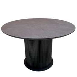 Круглий розкладний стіл HPL Циліндр з нагелів на пластині (Сланець Юрський антрацит)