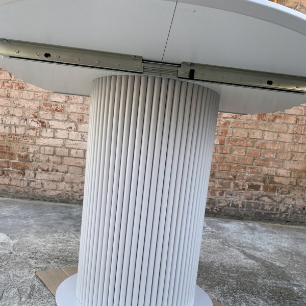 Круглий розкладний стіл HPL Циліндр (Мармур білий)