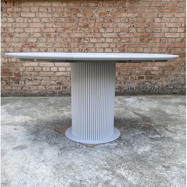 Круглий розкладний стіл HPL Циліндр (Мармур білий)