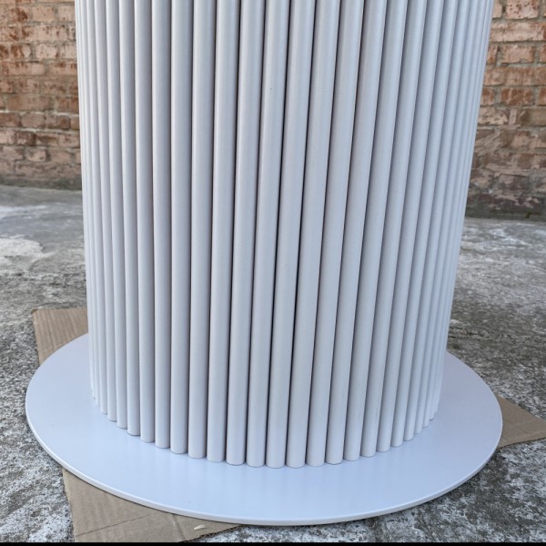 Круглий розкладний стіл HPL Циліндр (Мармур білий)