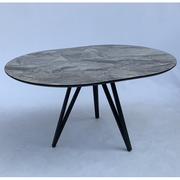 Розкладний круглий стіл HPL Три стріли Arrows (Мармур Чиполліно сірий)