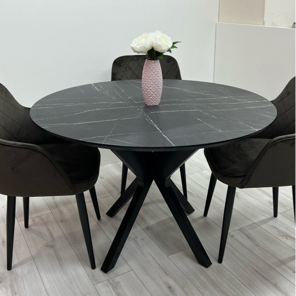 Розкладний круглий стіл HPL NEO (Камінь П'єтра Гріджіа)