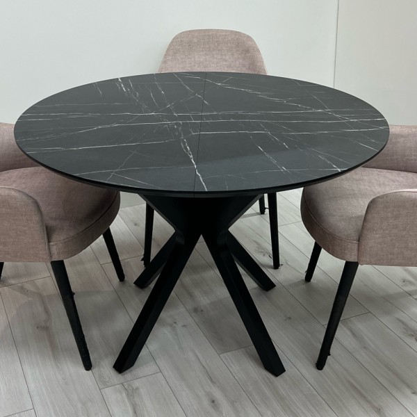 Розкладний круглий стіл HPL NEO (Камінь П'єтра Гріджіа)