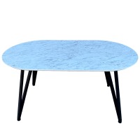 Розкладний овальний стіл HPL Стріли Arrows (Мармур Каррара білий)