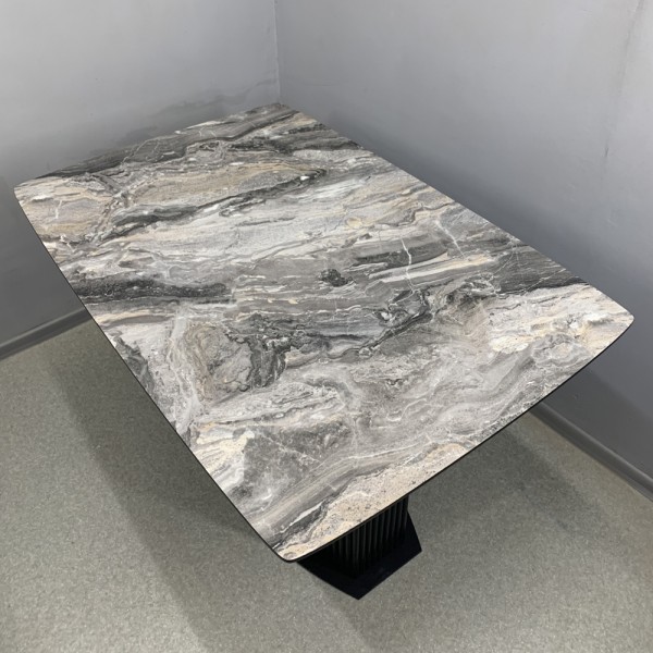 Розкладний прямокутний стіл HPL з мармуром Чиполліно сірий