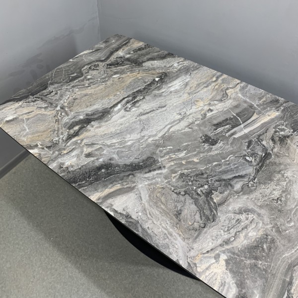 Розкладний прямокутний стіл HPL з мармуром Чиполліно сірий