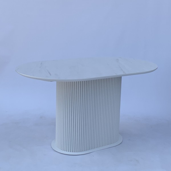 Розкладний овальний стіл HPL (Мармур Леванто білий)