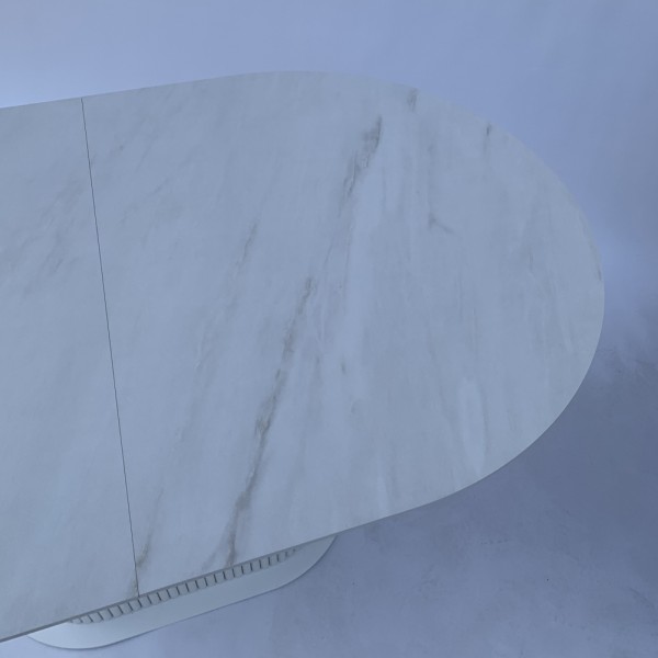 Розкладний овальний стіл HPL (Мармур Леванто білий)