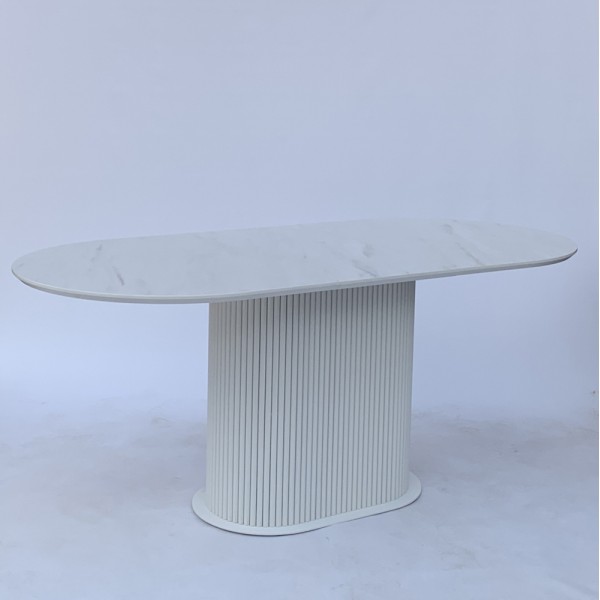 Розкладний овальний стіл HPL (Мармур Леванто білий)