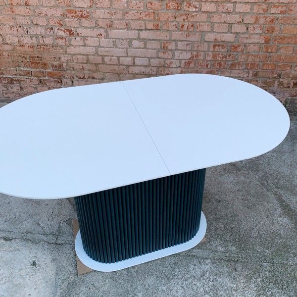 Розкладний овальний стіл HPL з овальною основою (Білий преміум)