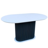 Розкладний овальний стіл HPL Овальна основа з нагелів (Білий преміум)