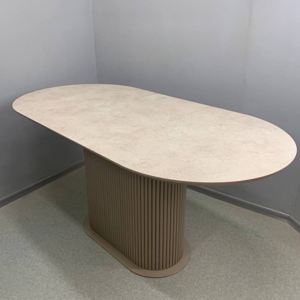 Розкладний овальний стіл HPL Овальна основа з нагелів на пластині (ARPA Mika 3327)