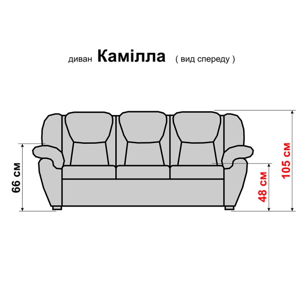 Прямий розкладний диван Камілла