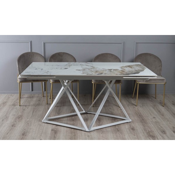 Стіл Містері білий глянець – сучасний стіл для кухні та кафе