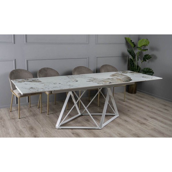 Стіл Містері білий глянець – сучасний стіл для кухні та кафе