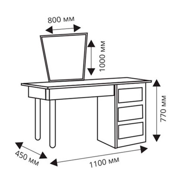 Столик туалетний з дзеркалом № 112