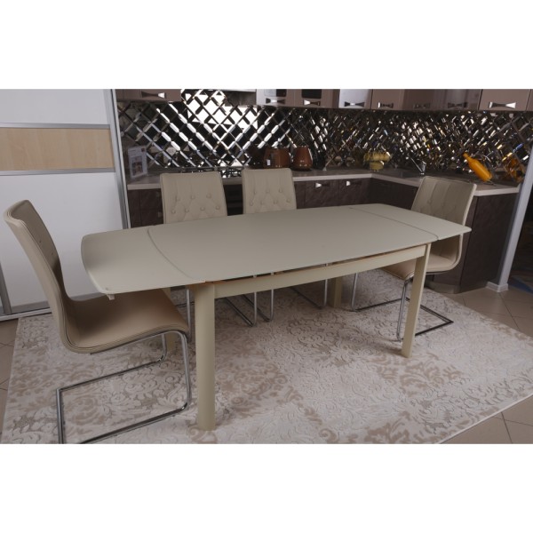 Стіл Leicester (Лестер) бежевий – сучасний розкладний стіл для кухні