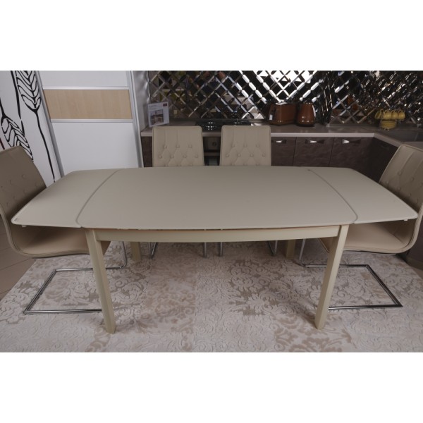 Стіл Leicester (Лестер) бежевий – сучасний розкладний стіл для кухні