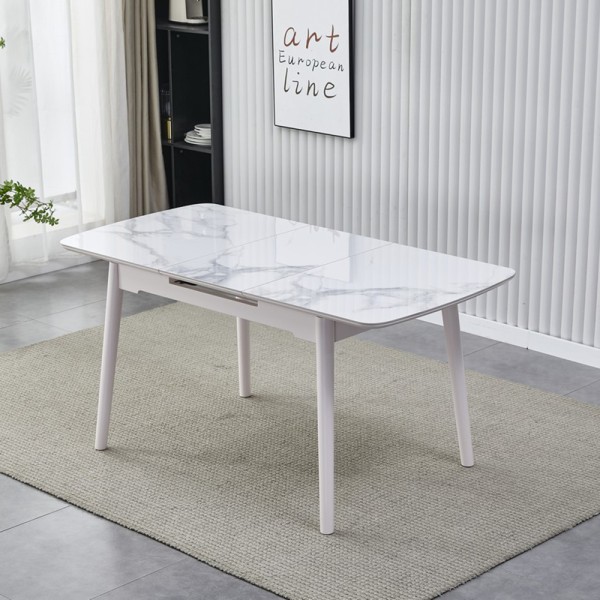 Стіл TM-76 вайт клауд + рожевий блаш 120-160 см для вашої кухні та кафе