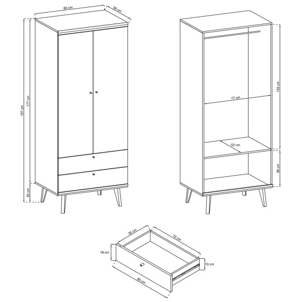 Шафа дводверна Primo PSZ80 з шухлядами