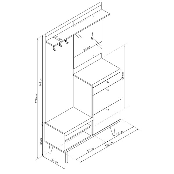 Шафа-гардероб Primo PG110 — функціональність і стиль для вашого передпокою