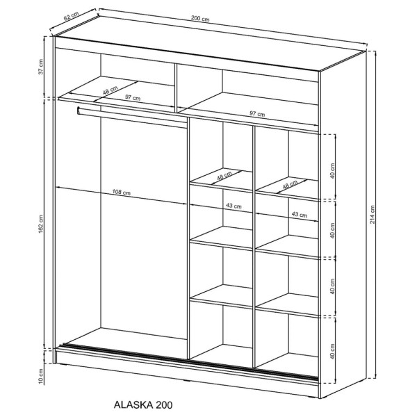 Шафа-купе з дзеркалом Alaska 200 – стиль та функціональність для вашої спальні