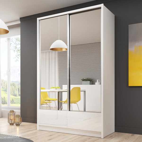 Шафа-купе з подвійним дзеркалом і шухлядами Aria II 130