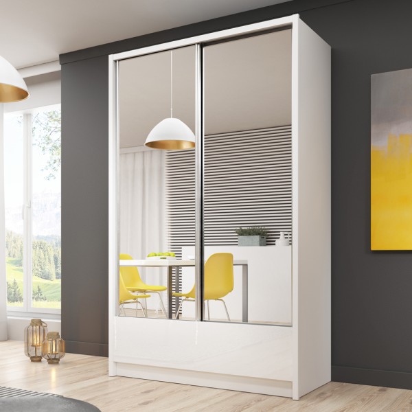 Шафа-купе Aria II 150 з подвійним дзеркалом і шухлядами