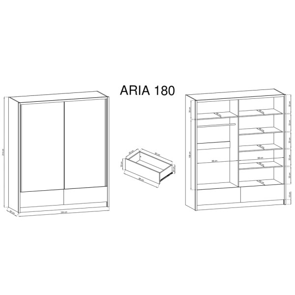 Шафа-купе з дзеркалом Aria II 180 – зручність і стиль для вашого дому