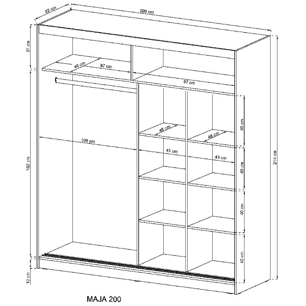 Шафа-купе з дзеркалом Maja I 200 для спальні