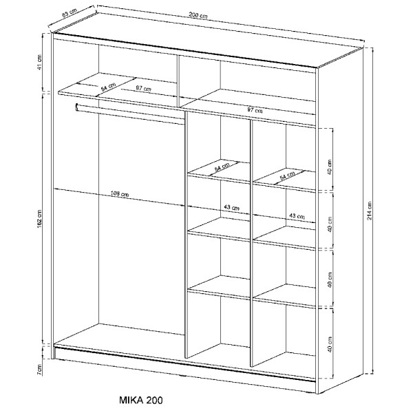 Шафа-купе з дзеркалом Mika III 200