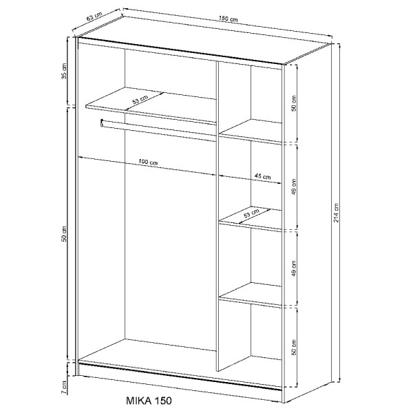 Шафа-купе з дзеркалом Mika IV 150