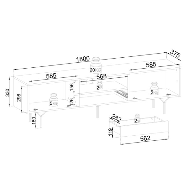 Тумба TV Raven RTV180 - стиль та функціональність для вашої вітальні