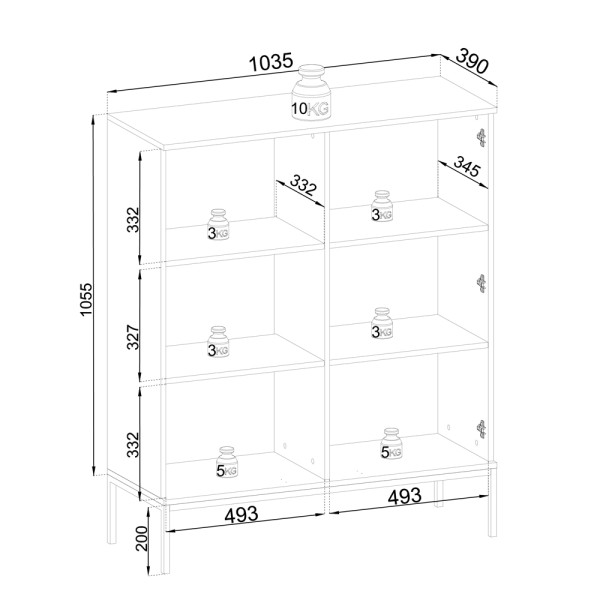 Вітрина дводверна скляна з освітленням Sento WT104 2PKT LED